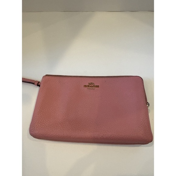 Pink Coach Wristlet Wallet Vintage Two Zip Pockets With Credit Card Slots - Picture 8 of 8